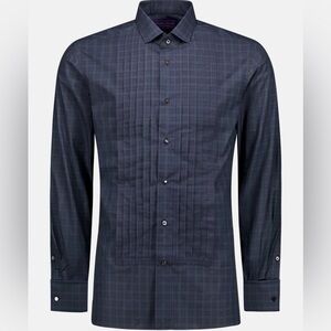 RL Purple Label Sartorial Tartan Plaid Pleated Front Shirt